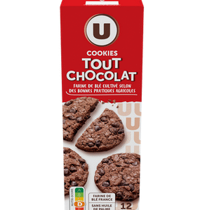 COOKIES CHOCOLAT & PEPITES DE CHOCOLAT U 200G UNITE