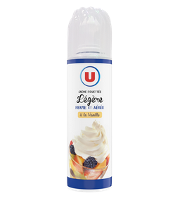 CREME FOUETTEE LEGERE FERME ET AEREE A LA VANILLE U 250G UNITE