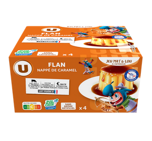 FLAN VANILLE NAPPES DE CARAMEL U MAT & LOU 100G PAR 4