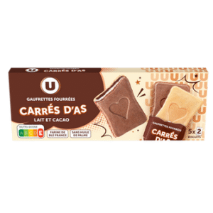 GAUFRETTE FOURREES CARRES D&rsquo;AS LAIT ET CACAO 128G UNITE