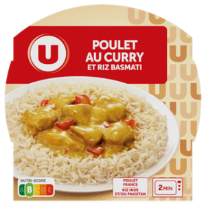 POULET AU CURRY ET RIZ BASMATI U BARQUETTE 300G