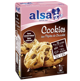 PREPARATION COOCKIES AUX PETITES DE CHOCOLAT ALSA 240G