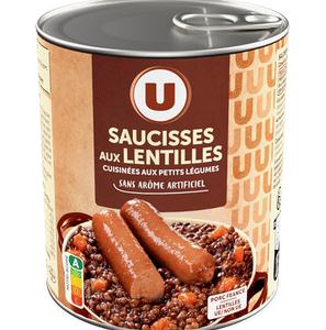 SAUCISSES LENTILLES U 840G UNITE